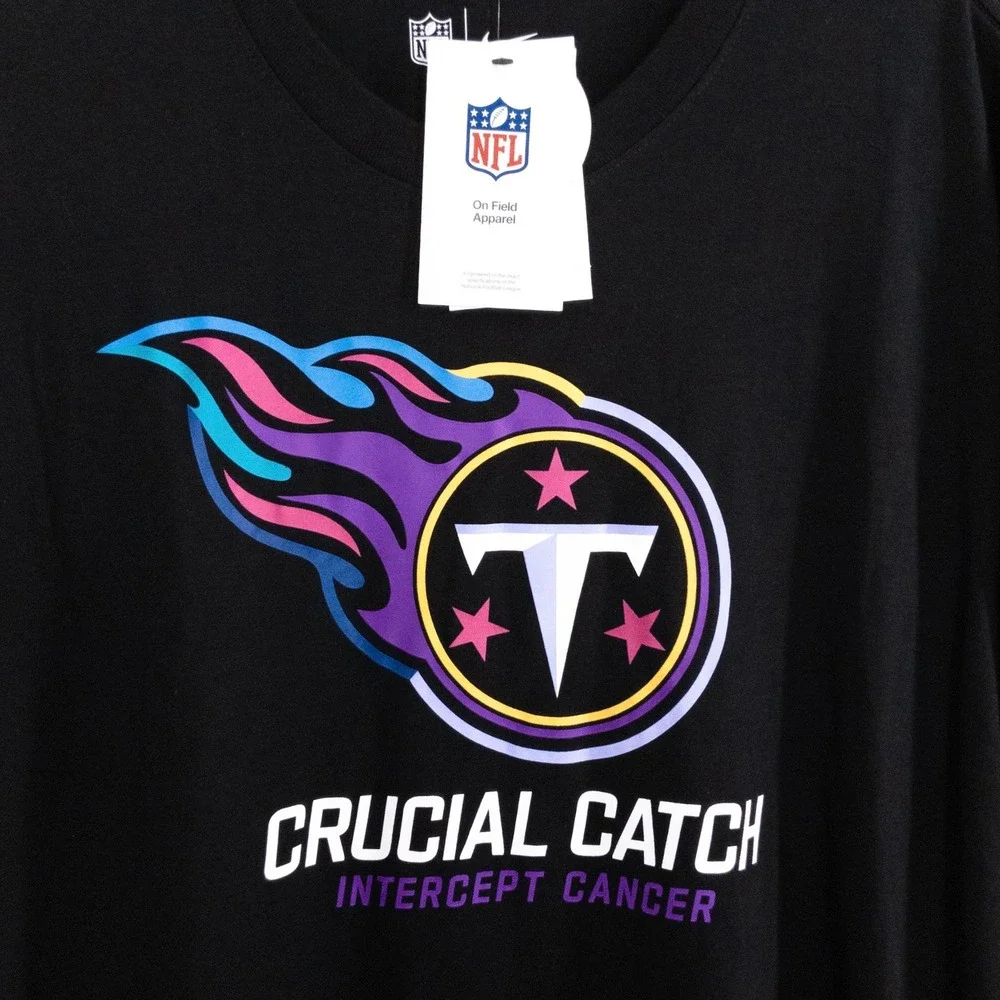 Nike‎ Tennessee Titans Crucial Catch T-Shirt Men's XL Black NFL Intercept Cancer